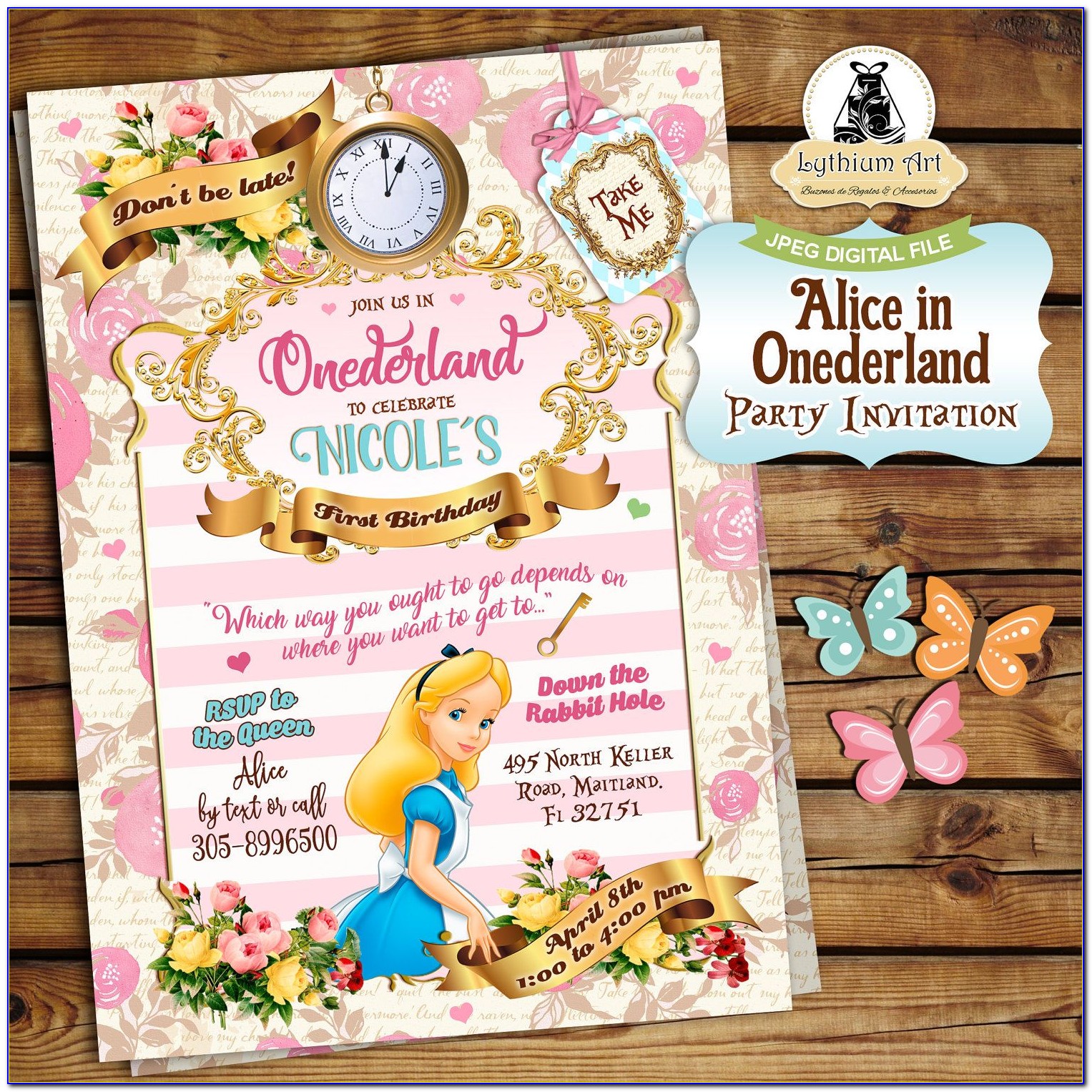 Alice In Onederland Party Invitations