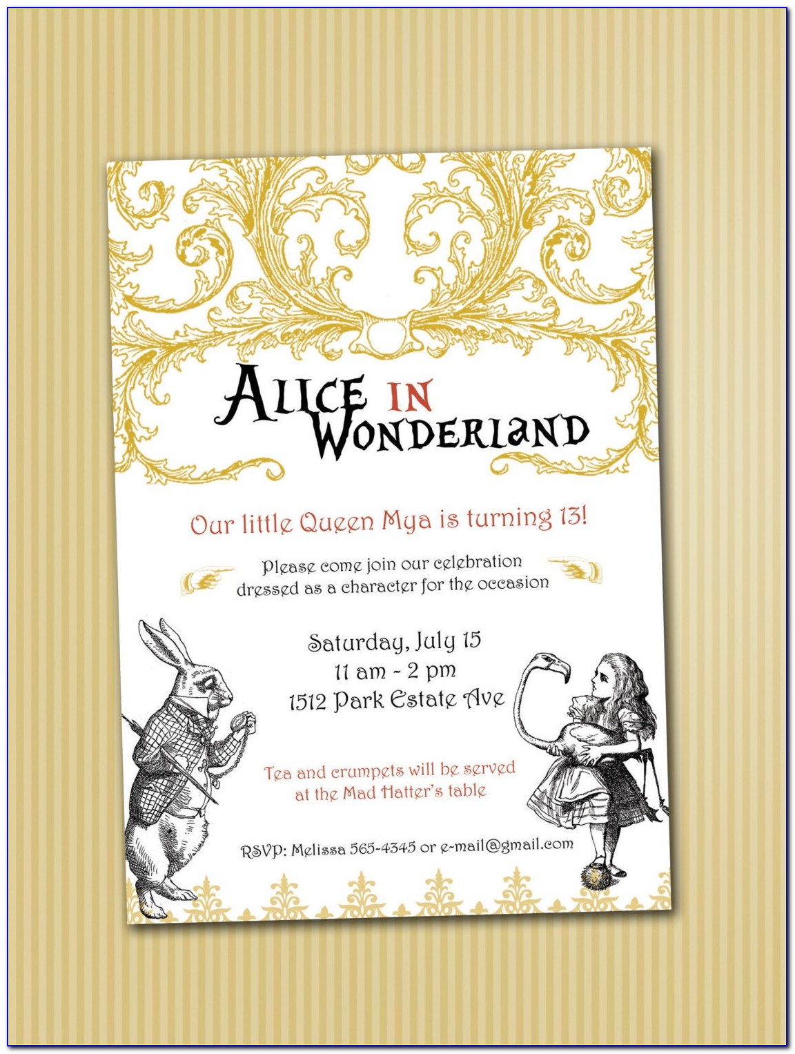 Alice In Wonderland Quinceanera Invitations