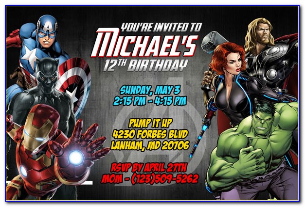 Avengers Birthday Invitations Custom