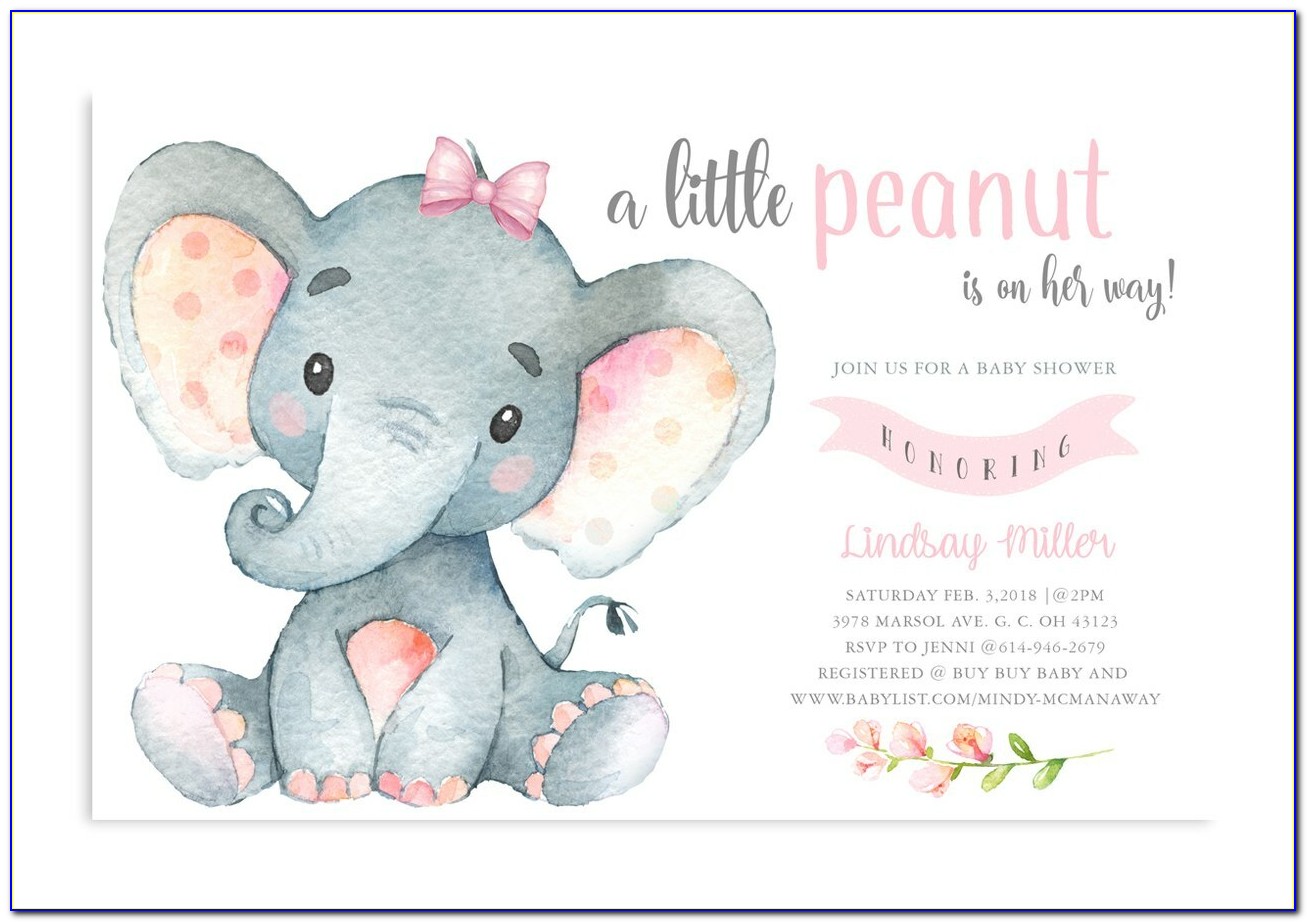 Baby Elephant Custom Invitations