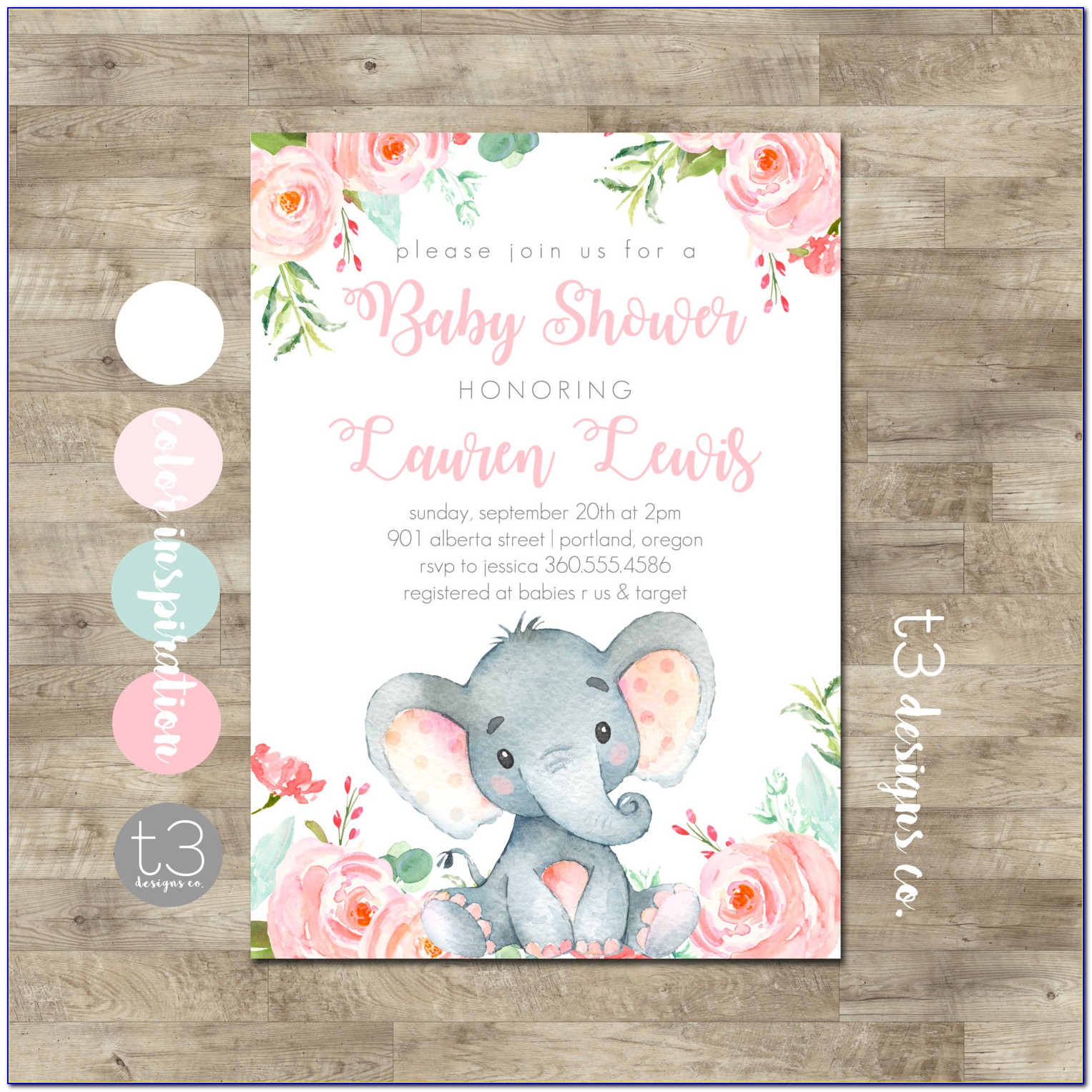 Baby Elephant Invitations Template