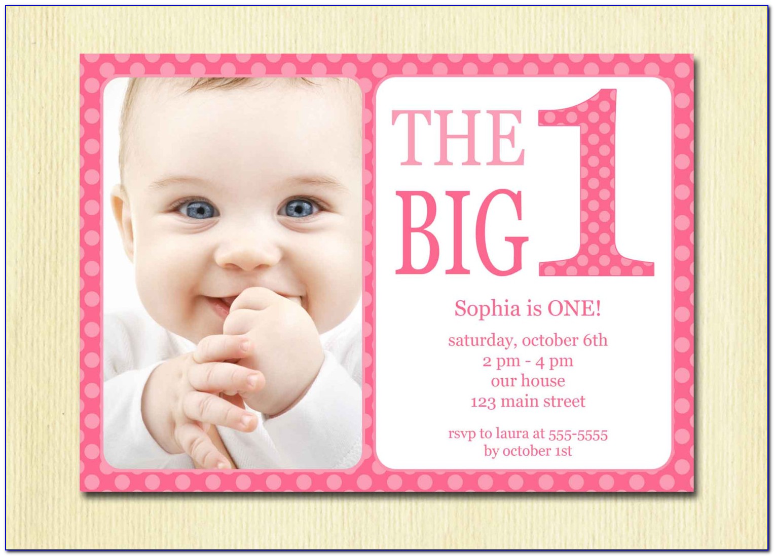 Baby Girl First Birthday Invitation Free