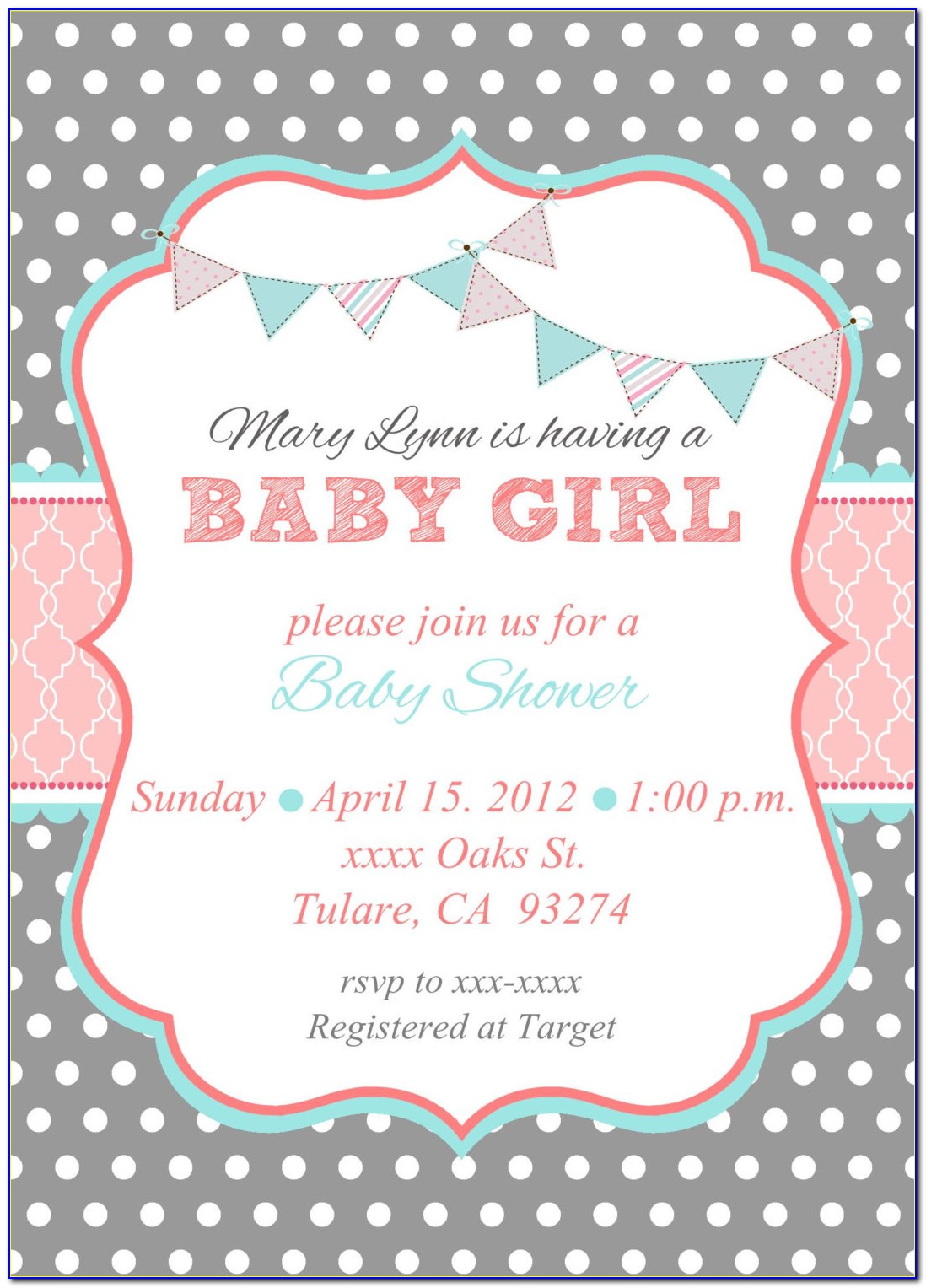 Baby Girl Invitations 1st Birthday