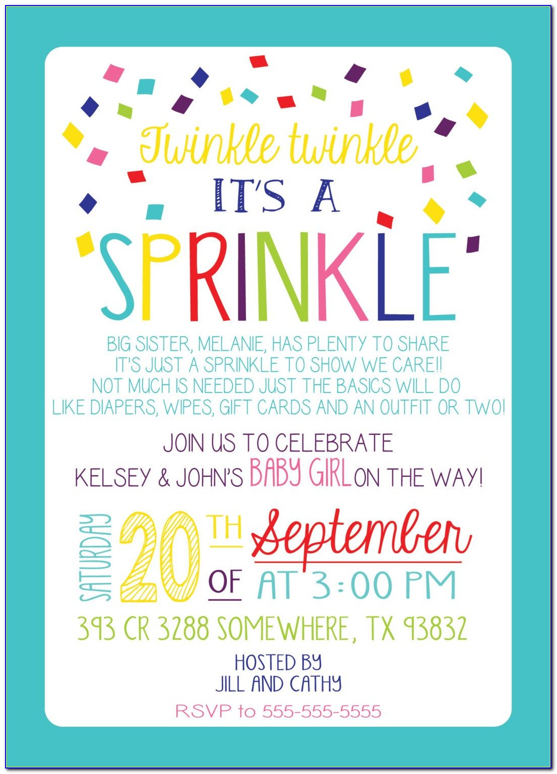 Baby Girl Sprinkle Shower Invitations