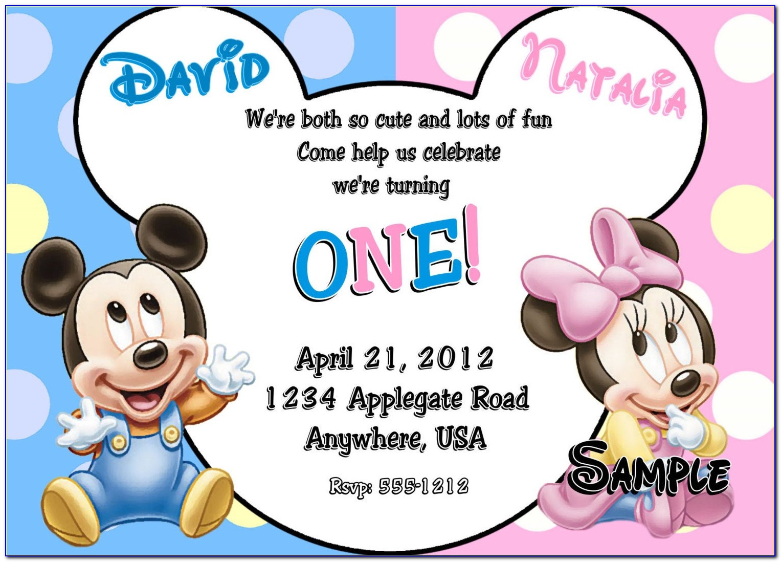 Baby Mickey And Minnie Invitations
