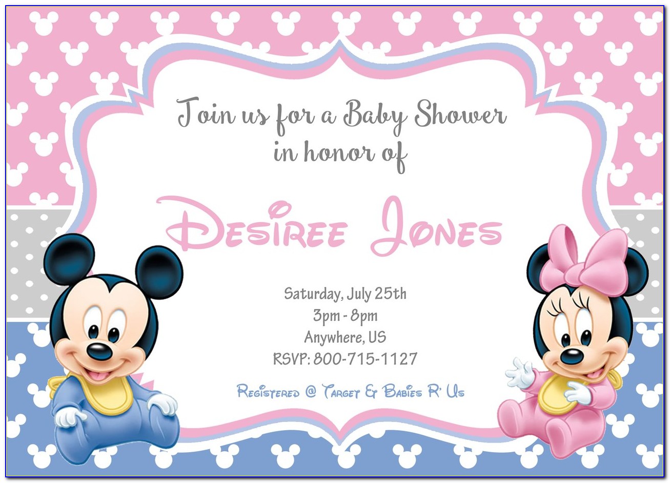 Baby Mickey First Birthday Invitations