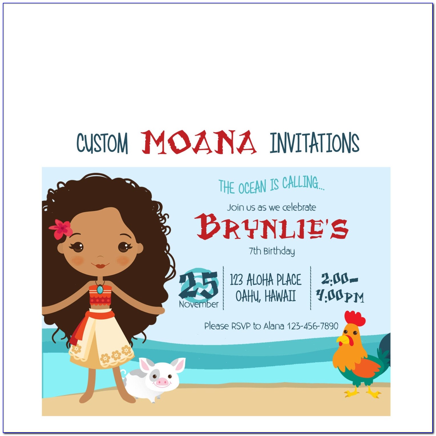Baby Moana Custom Invitations