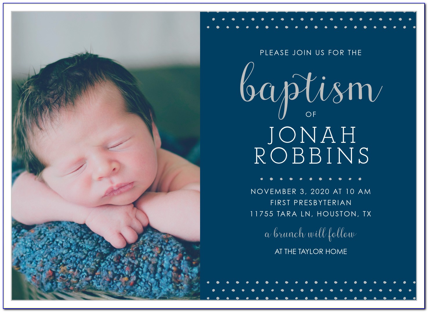 Baptism Invitation Boy Editable