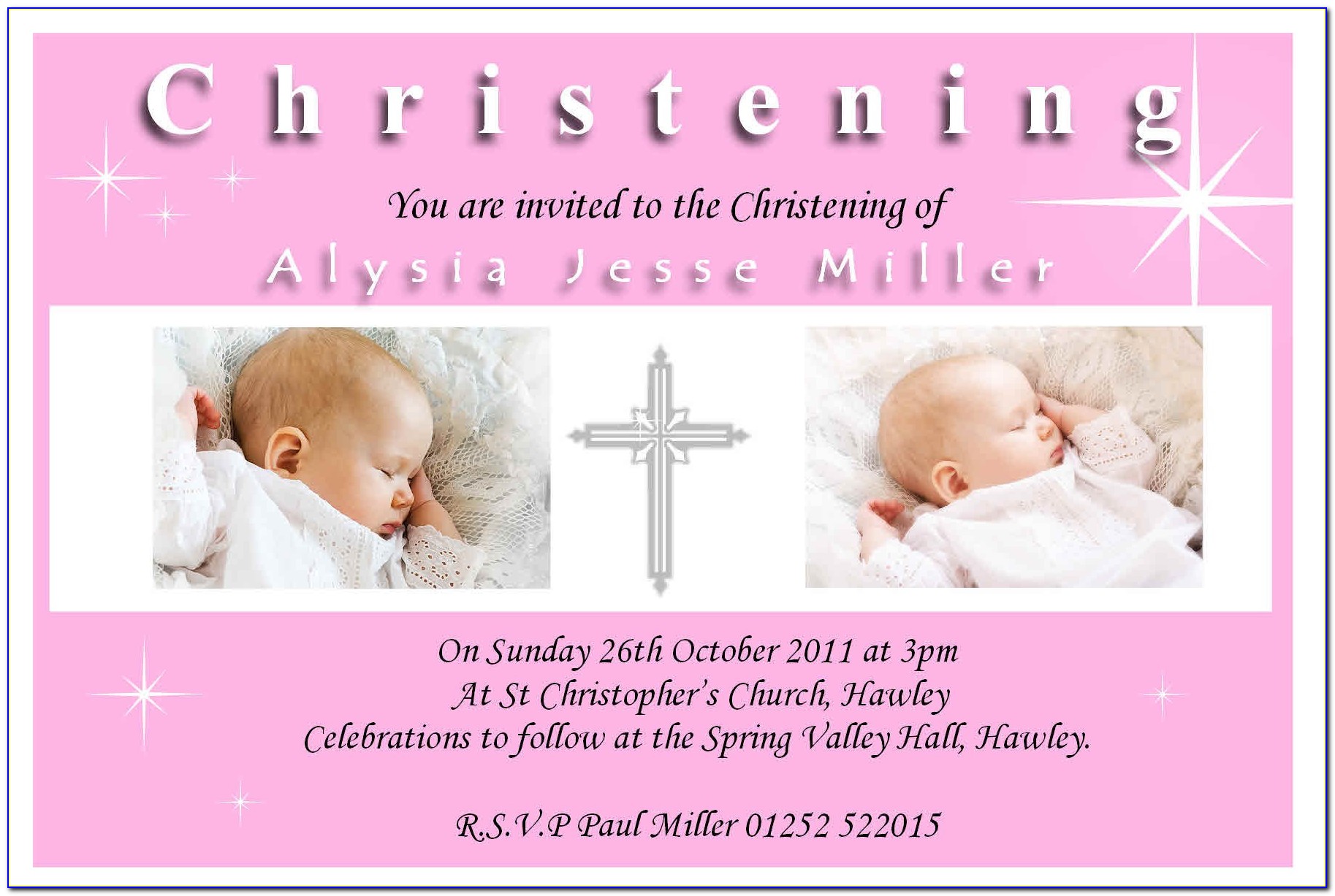 Baptism Invitation Card For Baby Girl