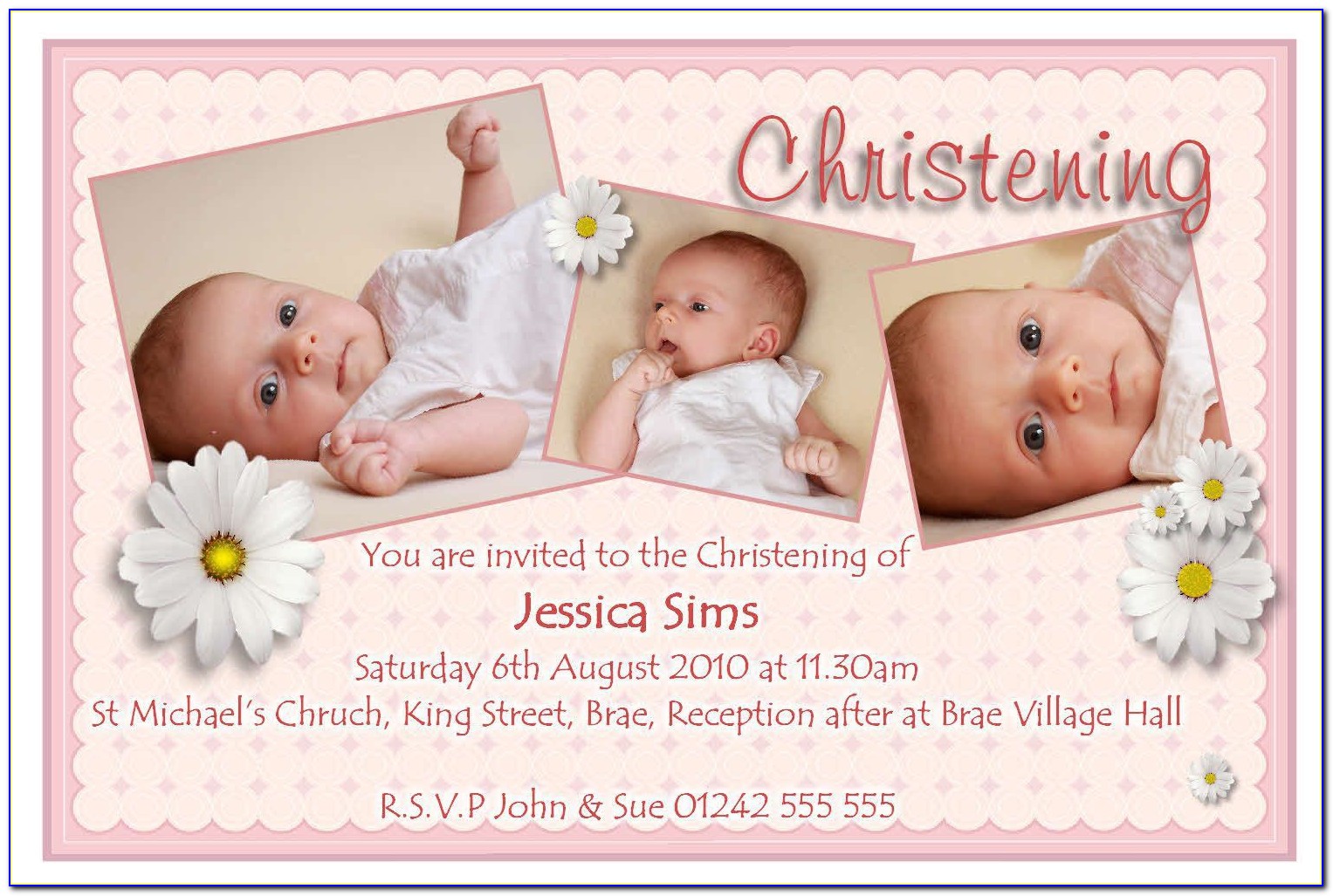 Baptismal Invitation For Baby Girl Layout