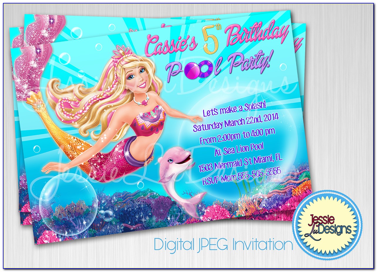 Barbie Mermaid Birthday Invitations