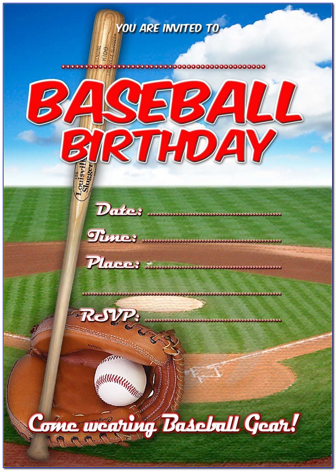 Baseball Or Bows Gender Reveal Invitations Template