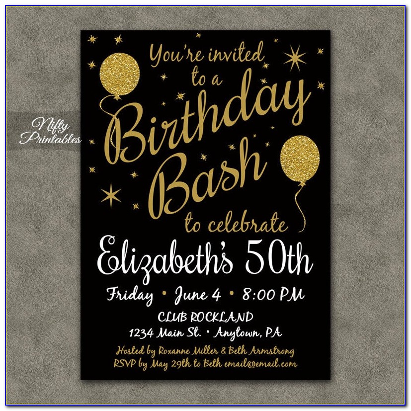 Black And Gold Birthday Invitations Free