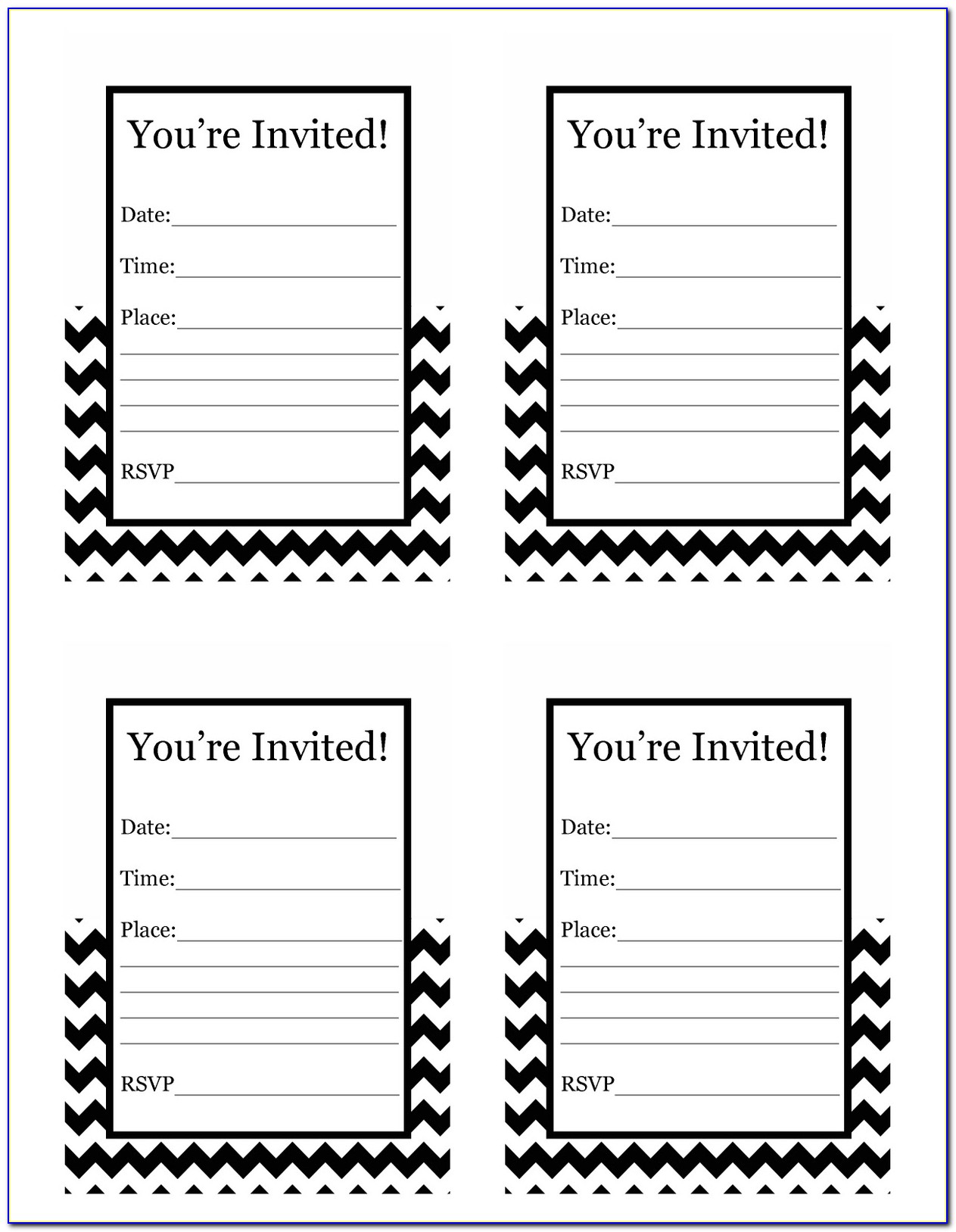Black And White Birthday Invitation Cards