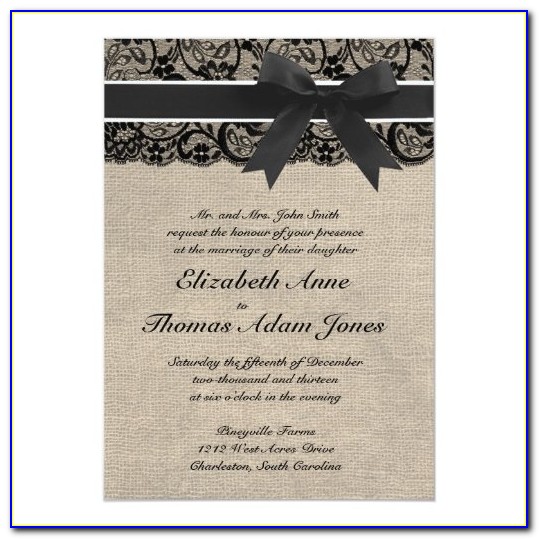 Black Lace And Burlap Wedding Invitations