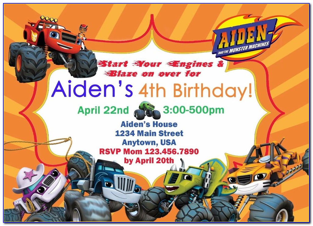Blaze And The Monster Machines Invitation Templates Free