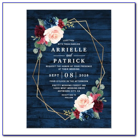 Blue And Gold Quinceanera Invitations