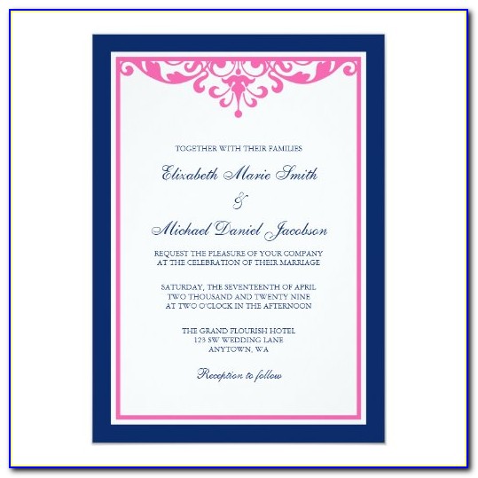 Blue And Pink Wedding Invitation Cards