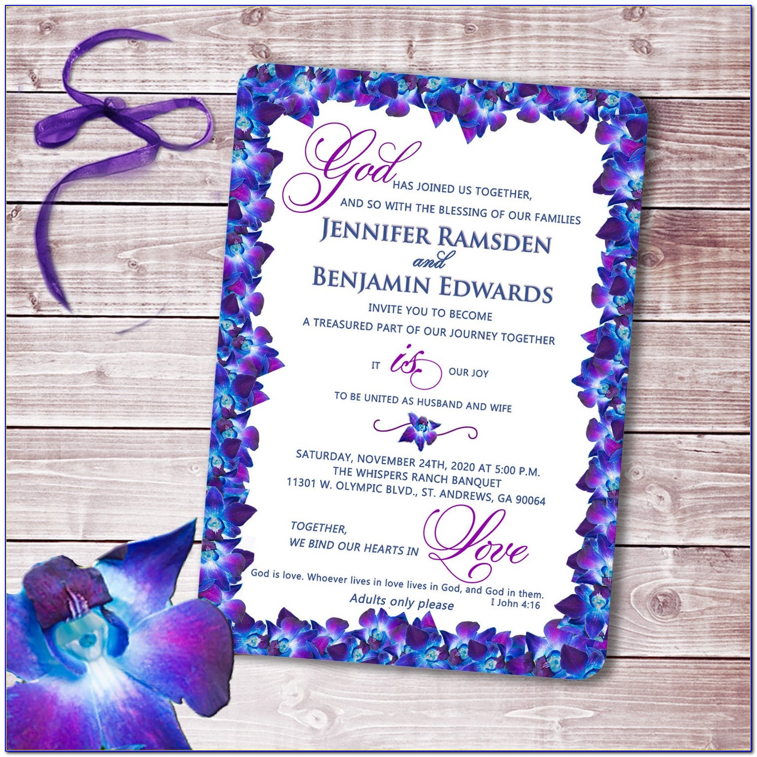 Blue And Purple Wedding Invitations