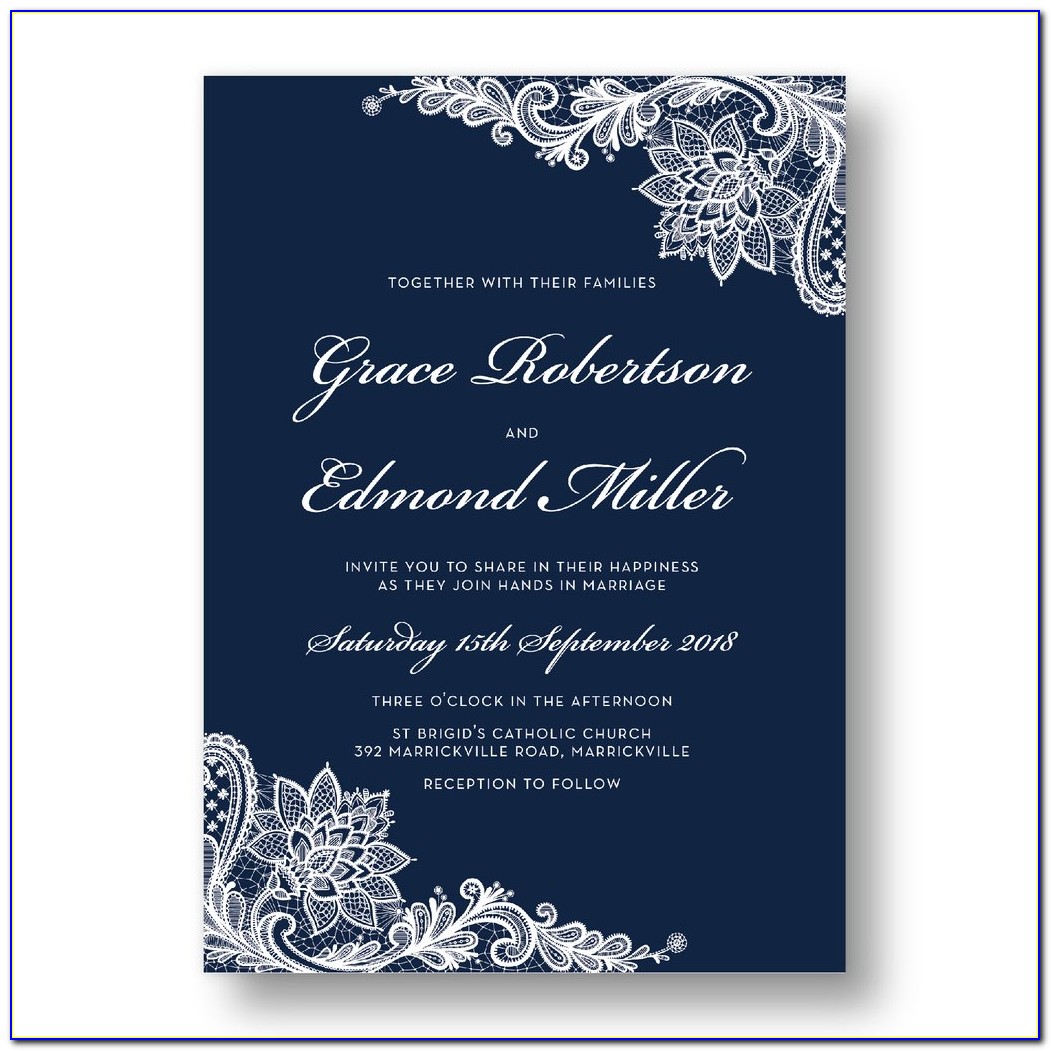 Blue And White Wedding Invitation