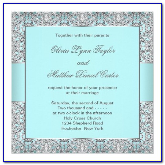 Blue White And Silver Wedding Invitations