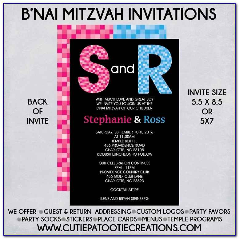 B'nai Mitzvah Invitations For Twins