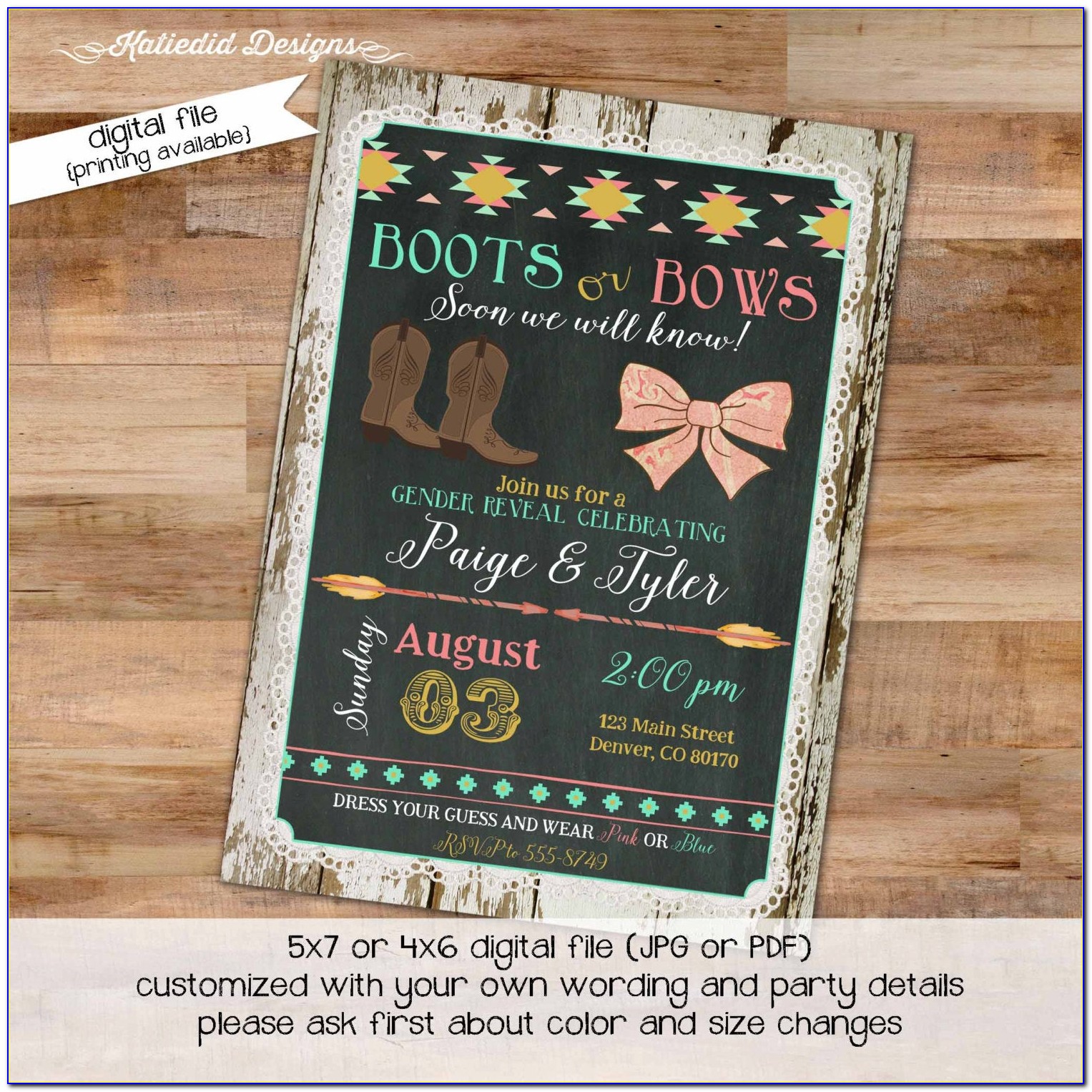 Boots Or Bows Reveal Invitation
