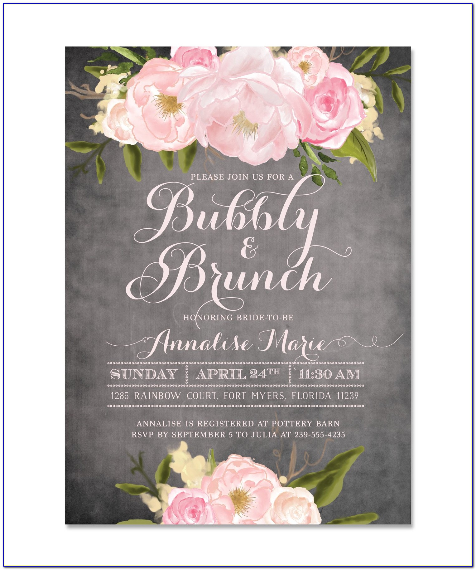 Bridal Brunch And Bubbly Invitations