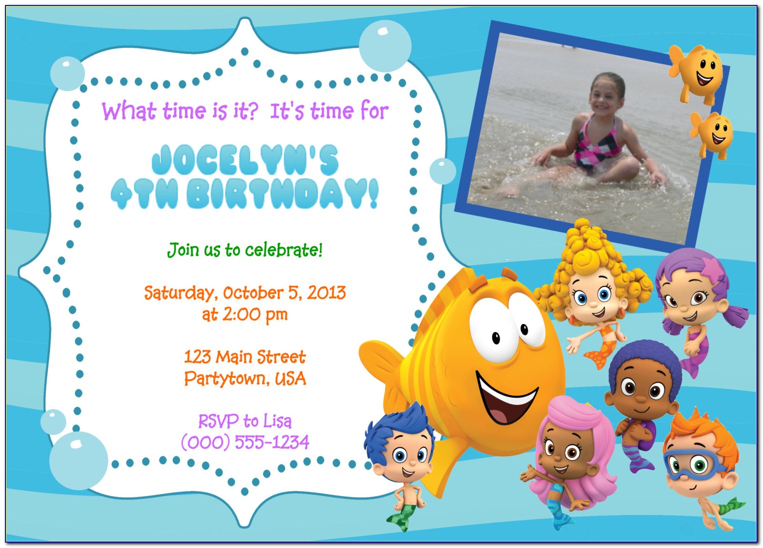 Bubble Guppies Custom Birthday Invitations