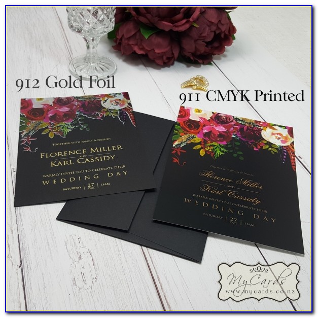 Burgundy And Gold Foil Wedding Invitations