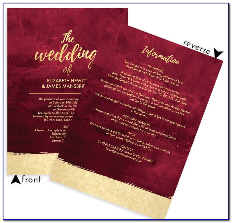 Burgundy And Rose Gold Wedding Invitations