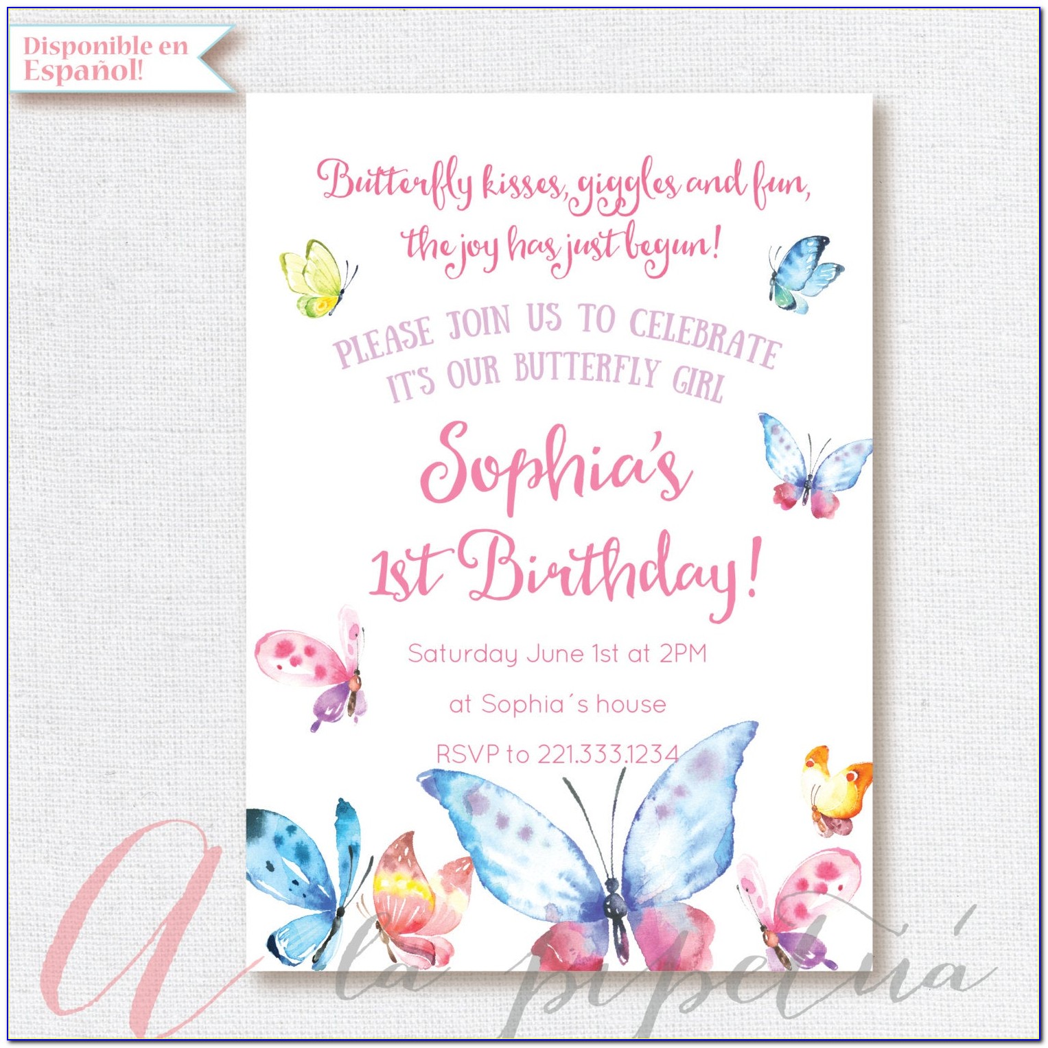Butterfly 1st Birthday Invitations Free