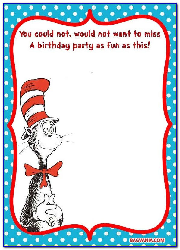Cat In The Hat 1st Birthday Invitations