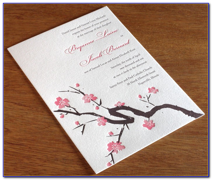 Cherry Blossom Themed Wedding Invitations