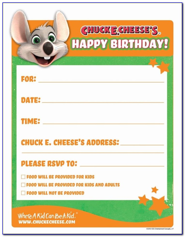 Chuck E Cheese Printable Invitations Free