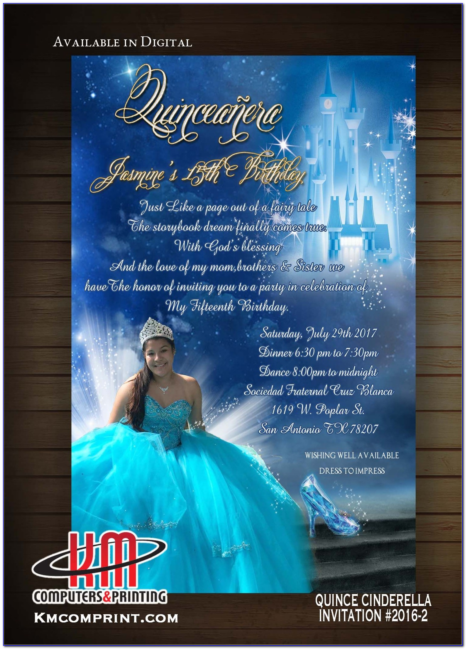 Cinderella Themed Sweet 16 Invitations