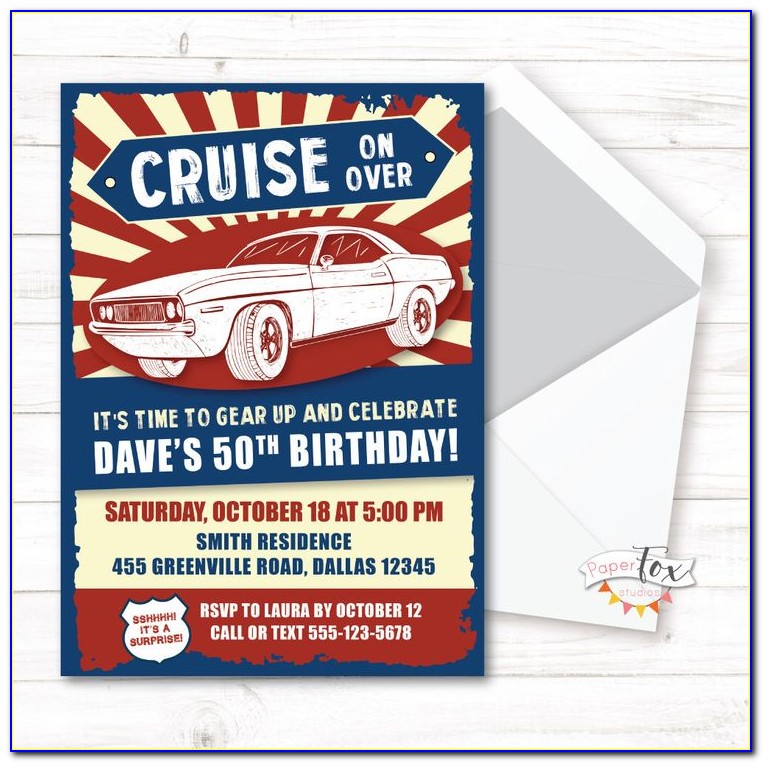 Classic Car Themed Birthday Invitations