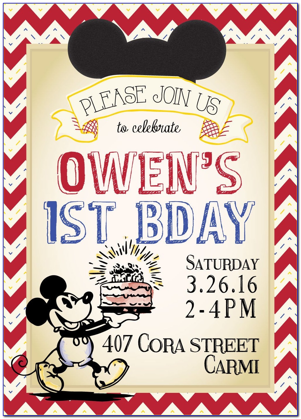 Classic Mickey Birthday Invitations