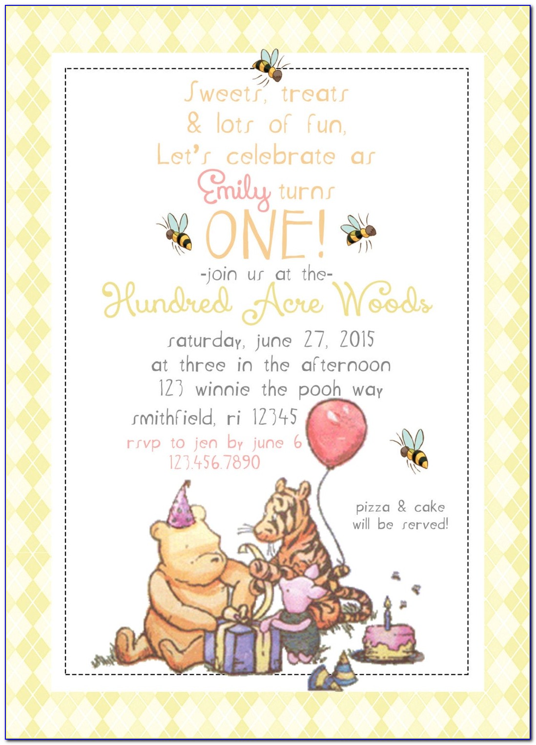 Classic Winnie The Pooh Invitations For Baby Shower