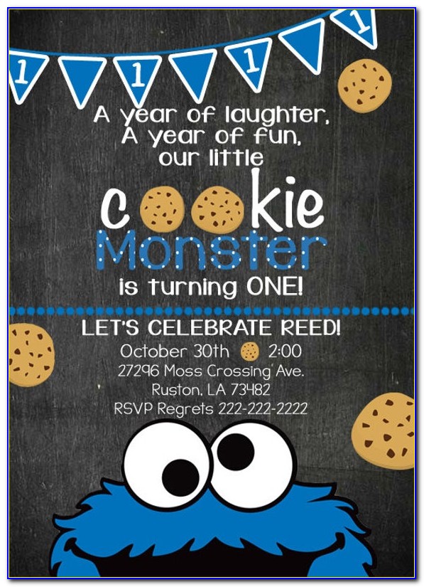 Cookie Monster 2nd Birthday Invitations