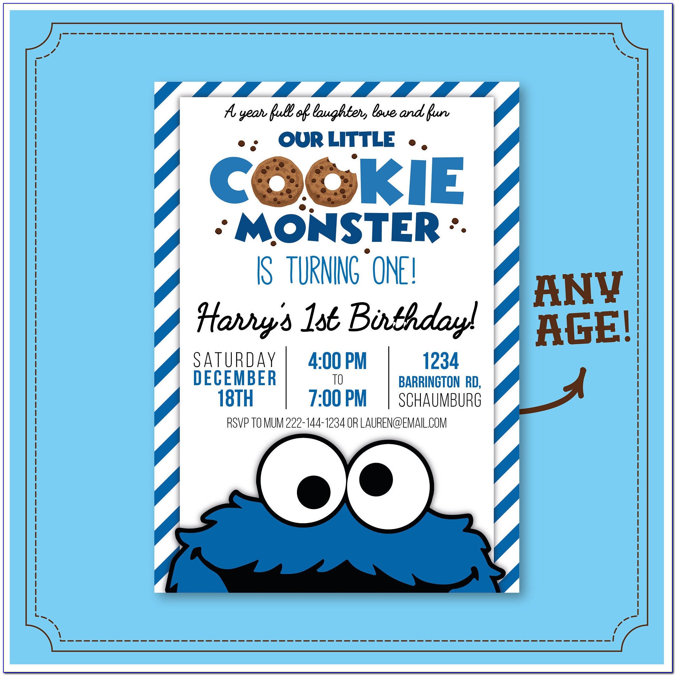 Cookie Monster Invitations Baby Shower