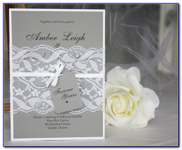 Coral Grey And White Wedding Invitations