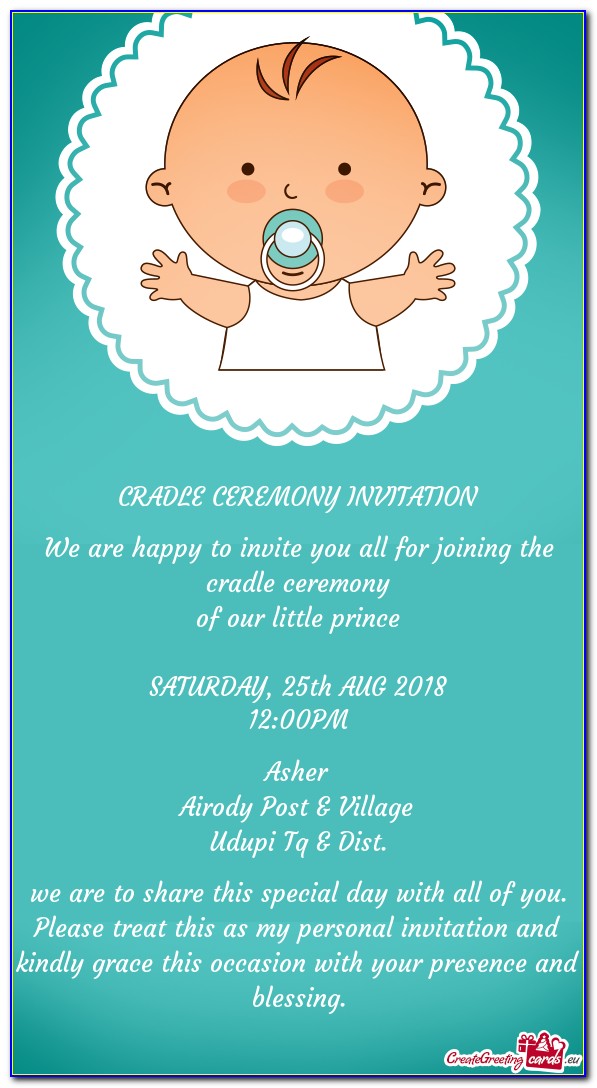 Cradle Ceremony Invitation Message