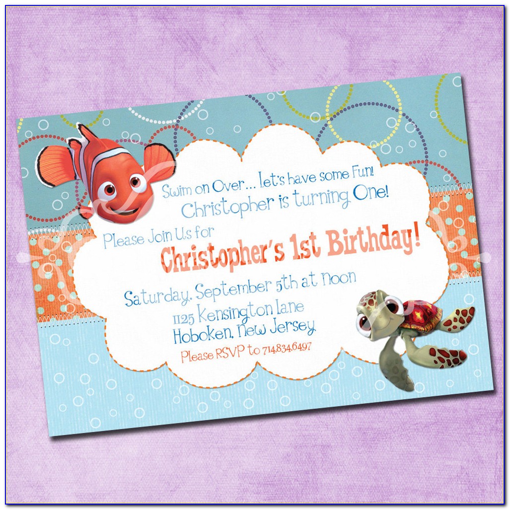 Custom Finding Nemo Birthday Invitations