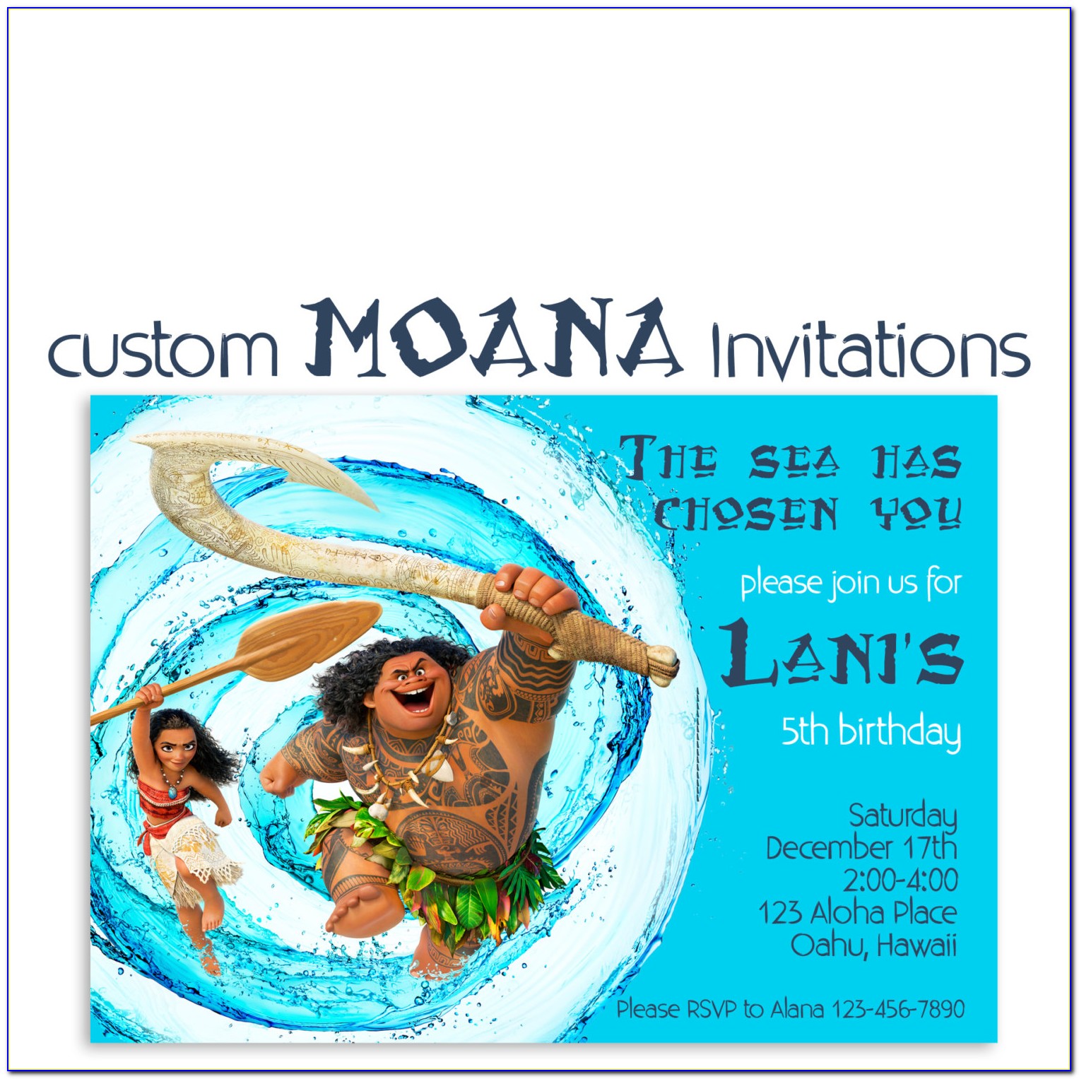 Custom Moana Invitations