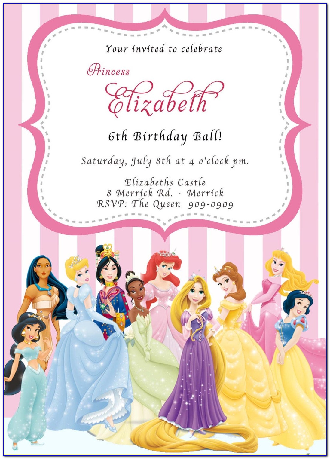 Custom Princess Birthday Invitations