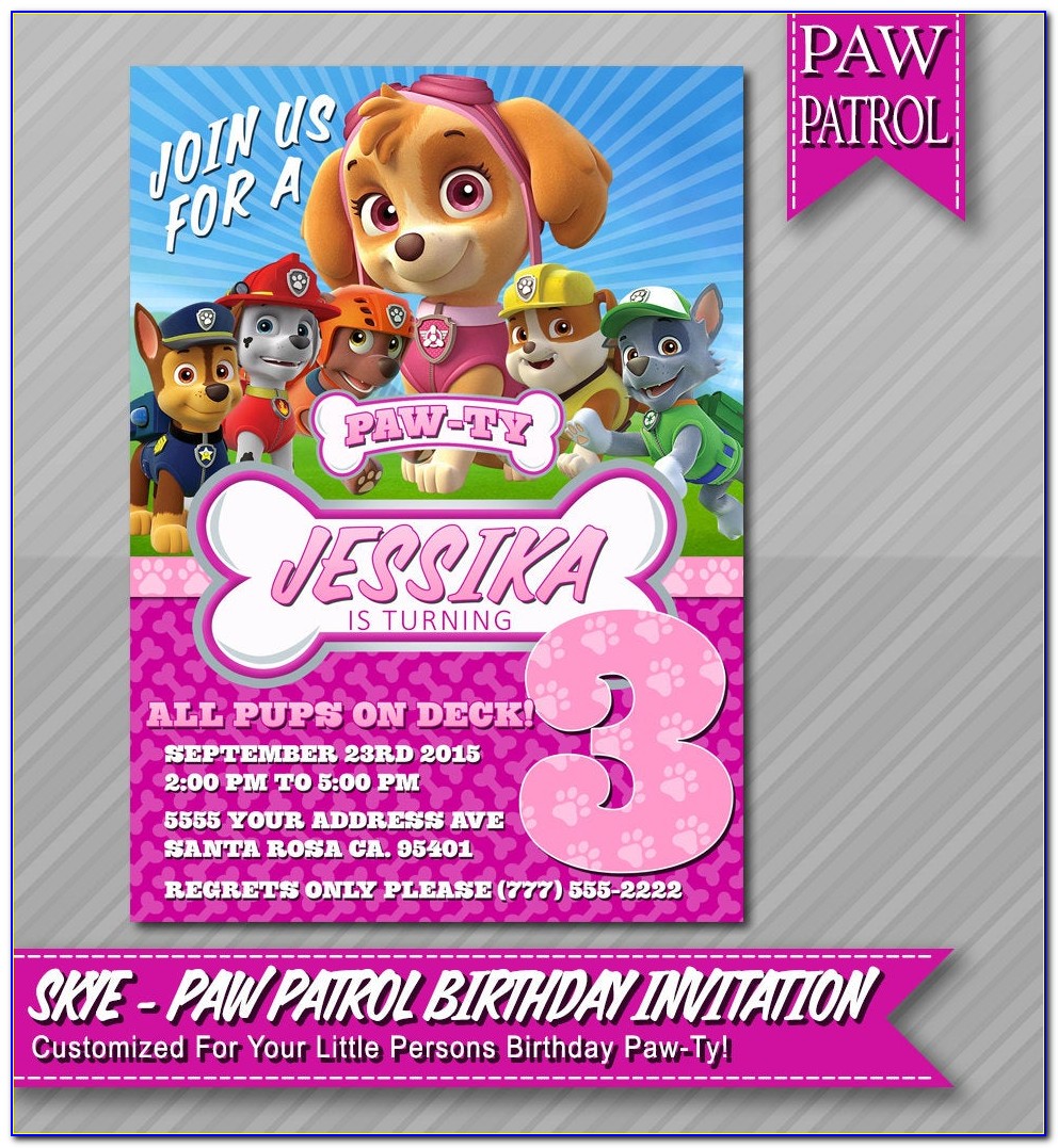 Customized Paw Patrol Birthday Invitations