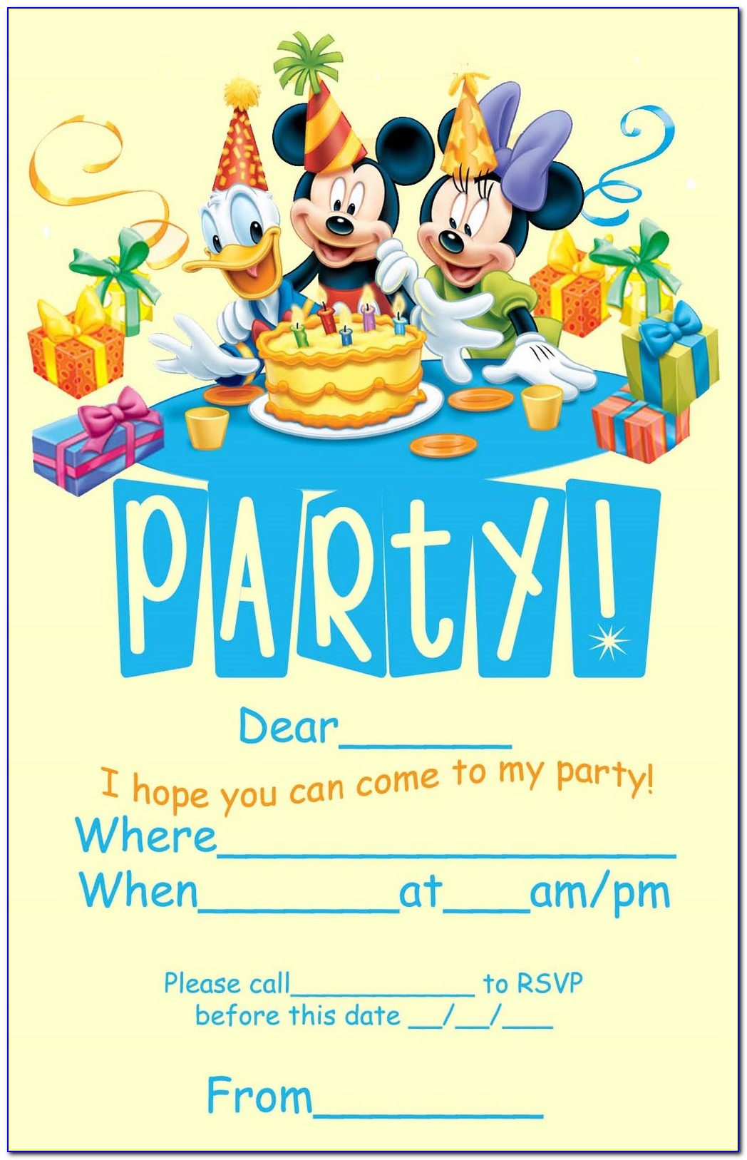 Disney Cars Birthday Invitations
