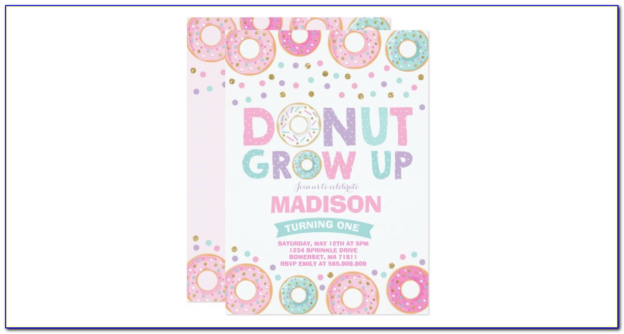 Donut Grow Up 1st Birthday Invitations
