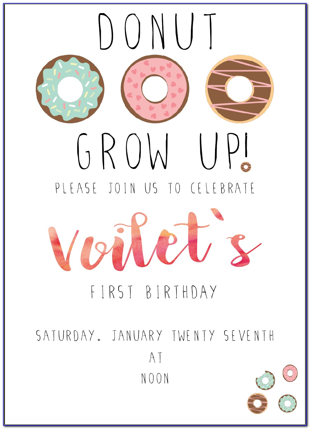 Donut Grow Up Online Invitations
